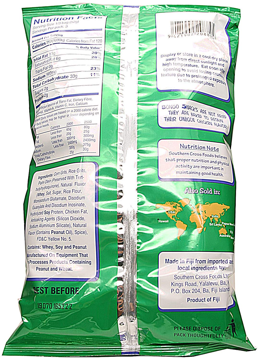 Jasons, Bongo Chicken Flavoured Snack (Pack of 3), Imported from Fiji,